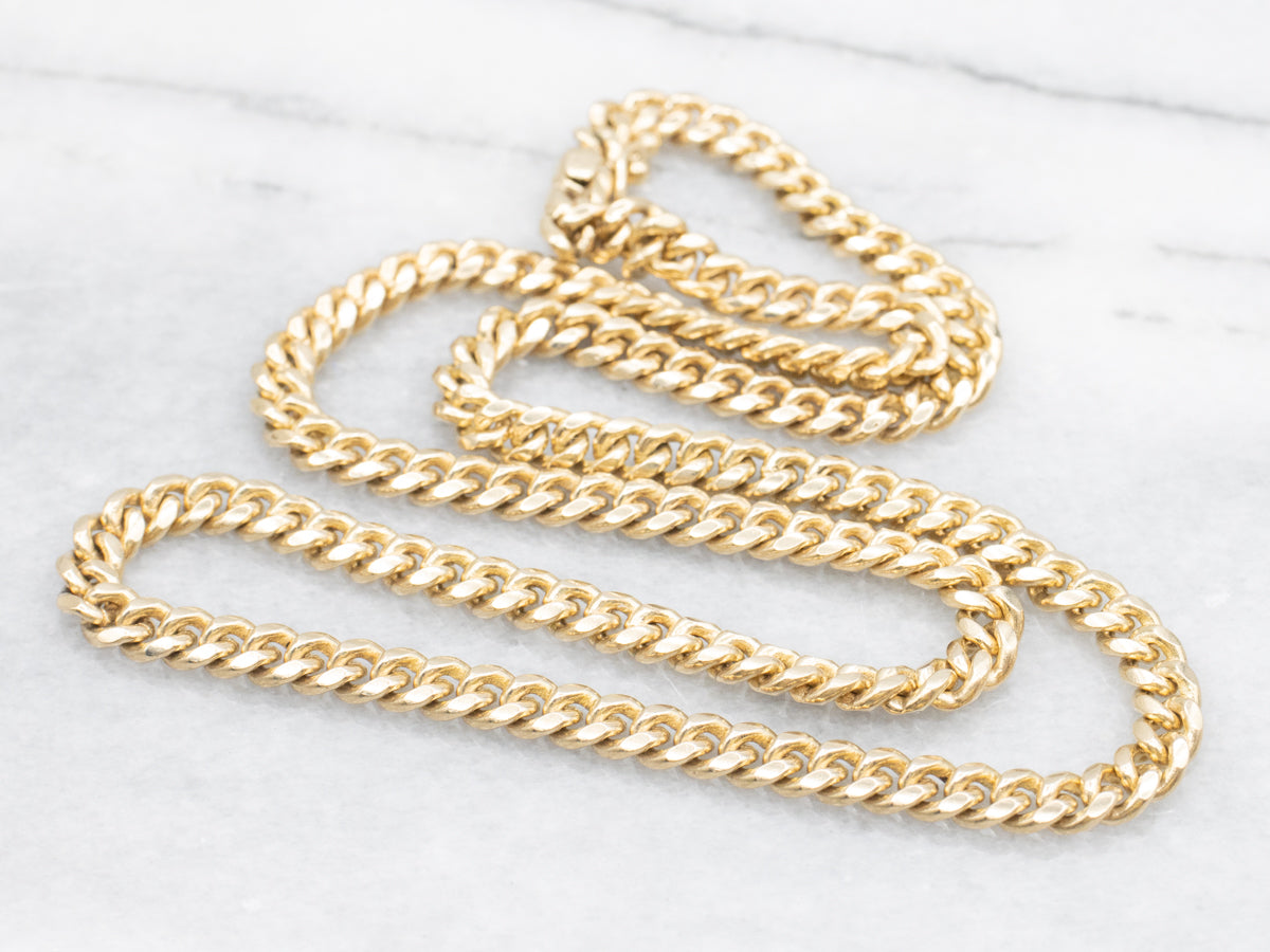 Polished Yellow Gold Heavy Curb Link Chain