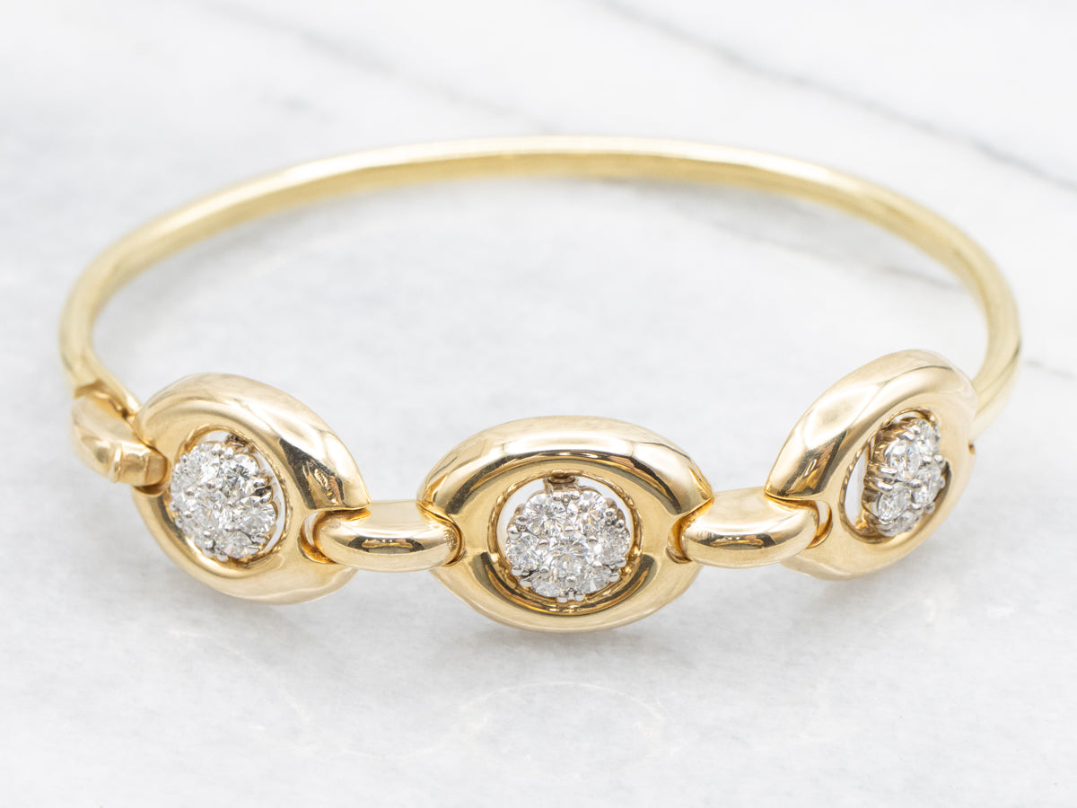 Vintage Gold Jabel Diamond Cluster Link Bracelet