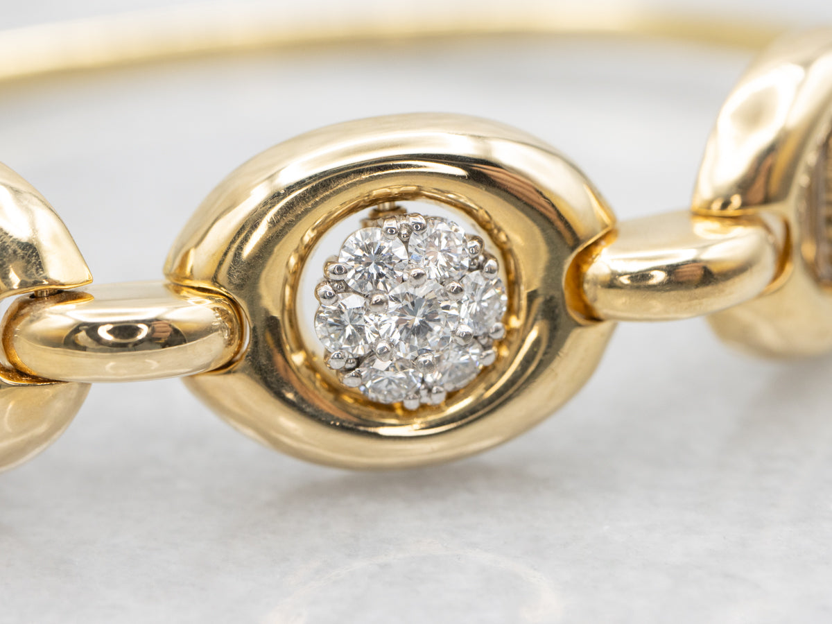 Vintage Gold Jabel Diamond Cluster Link Bracelet