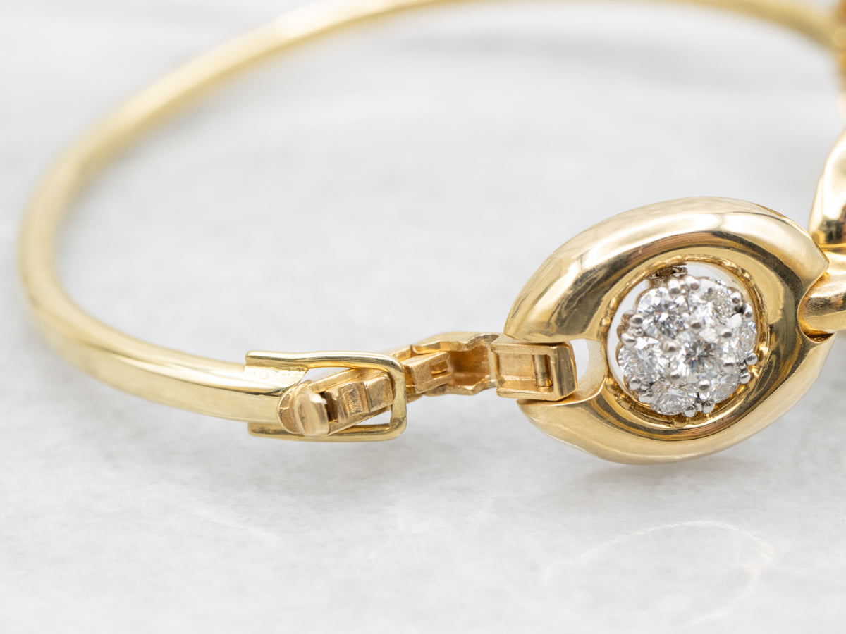 Vintage Gold Jabel Diamond Cluster Link Bracelet