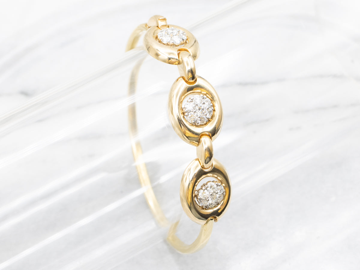 Vintage Gold Jabel Diamond Cluster Link Bracelet