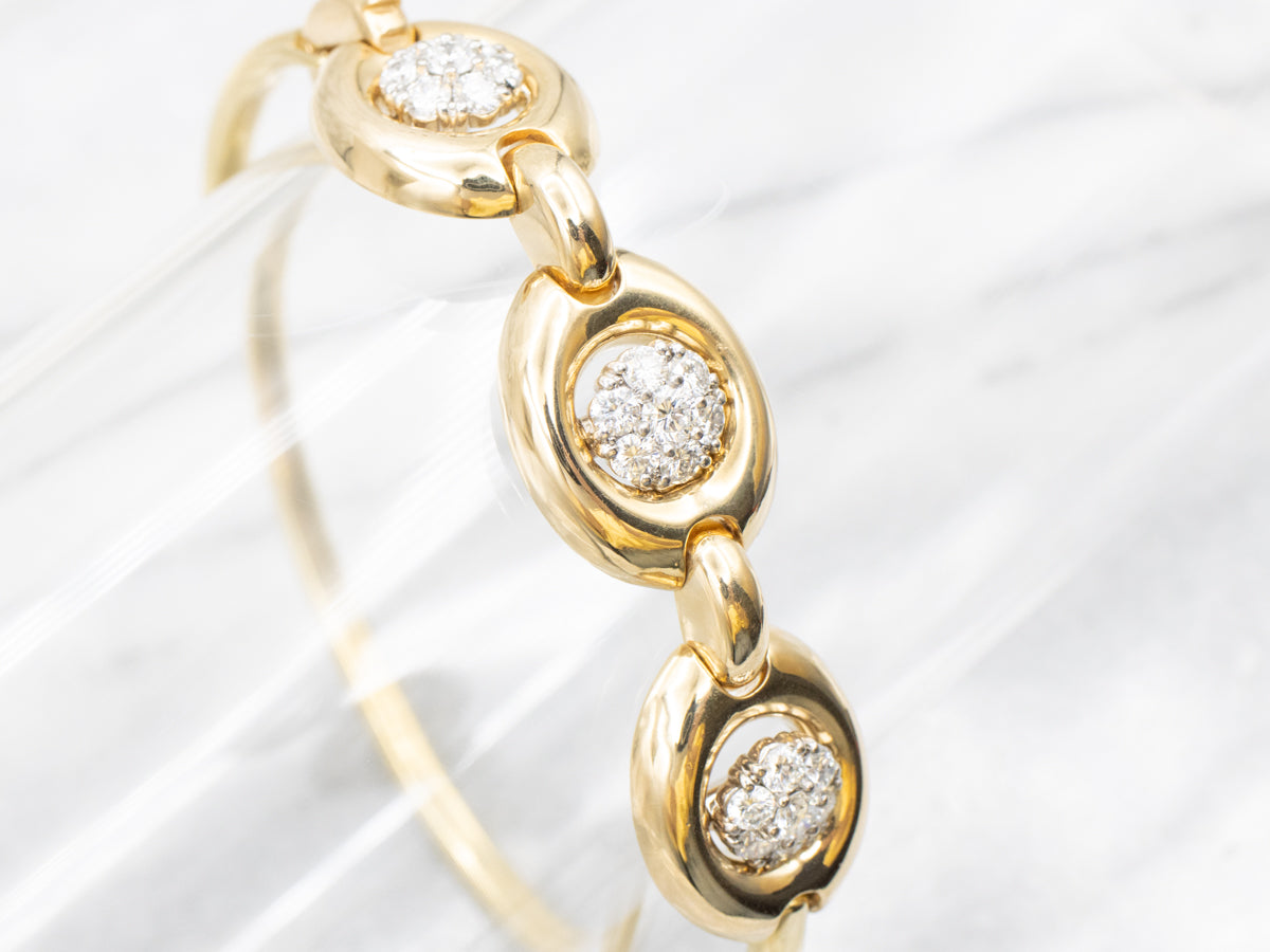 Vintage Gold Jabel Diamond Cluster Link Bracelet