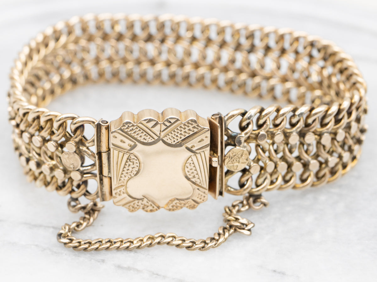 Antique Gold Curb Link Bracelet