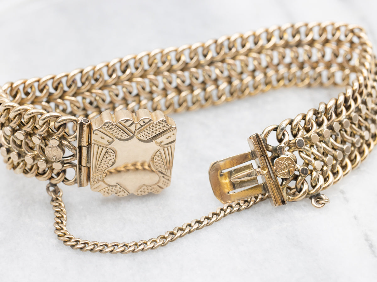 Antique Gold Curb Link Bracelet