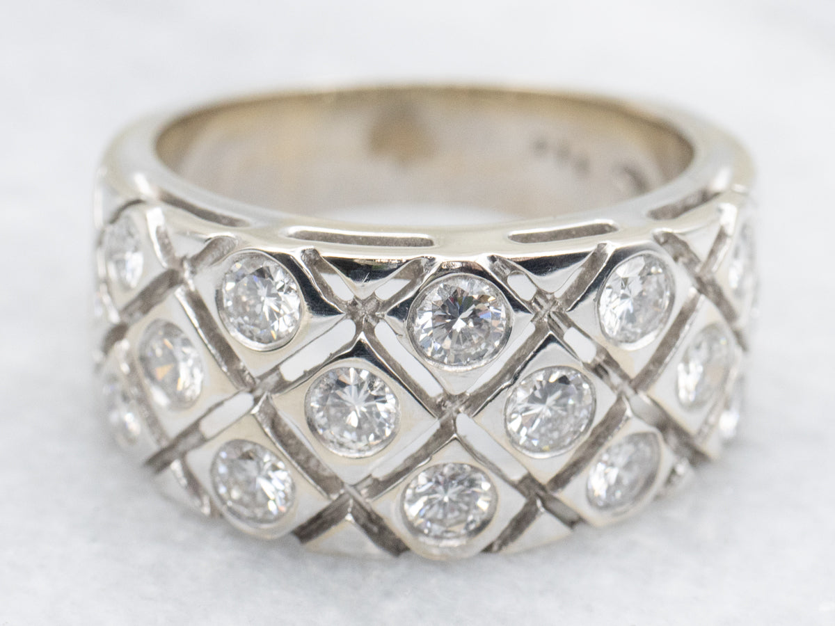 Cross-Hatched Diamond Statement Band