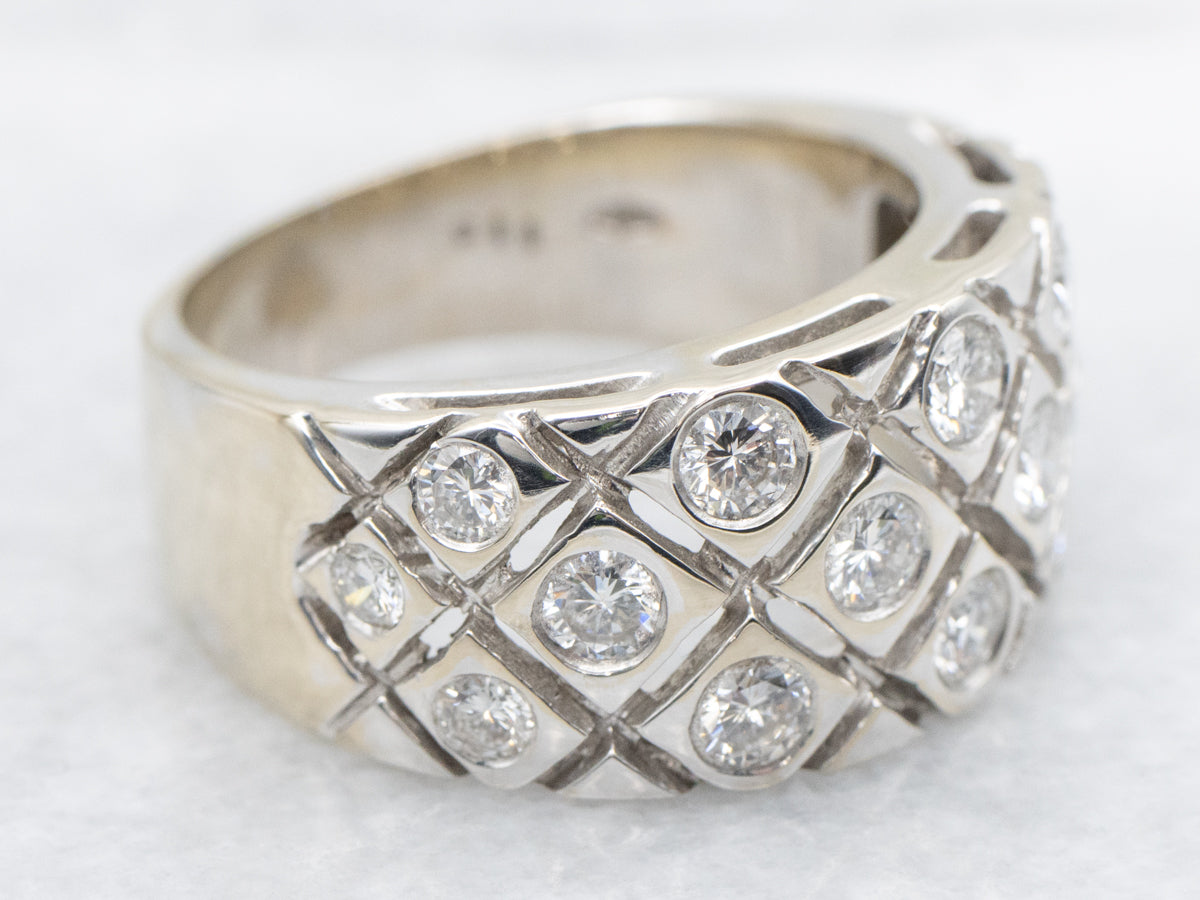 Cross-Hatched Diamond Statement Band