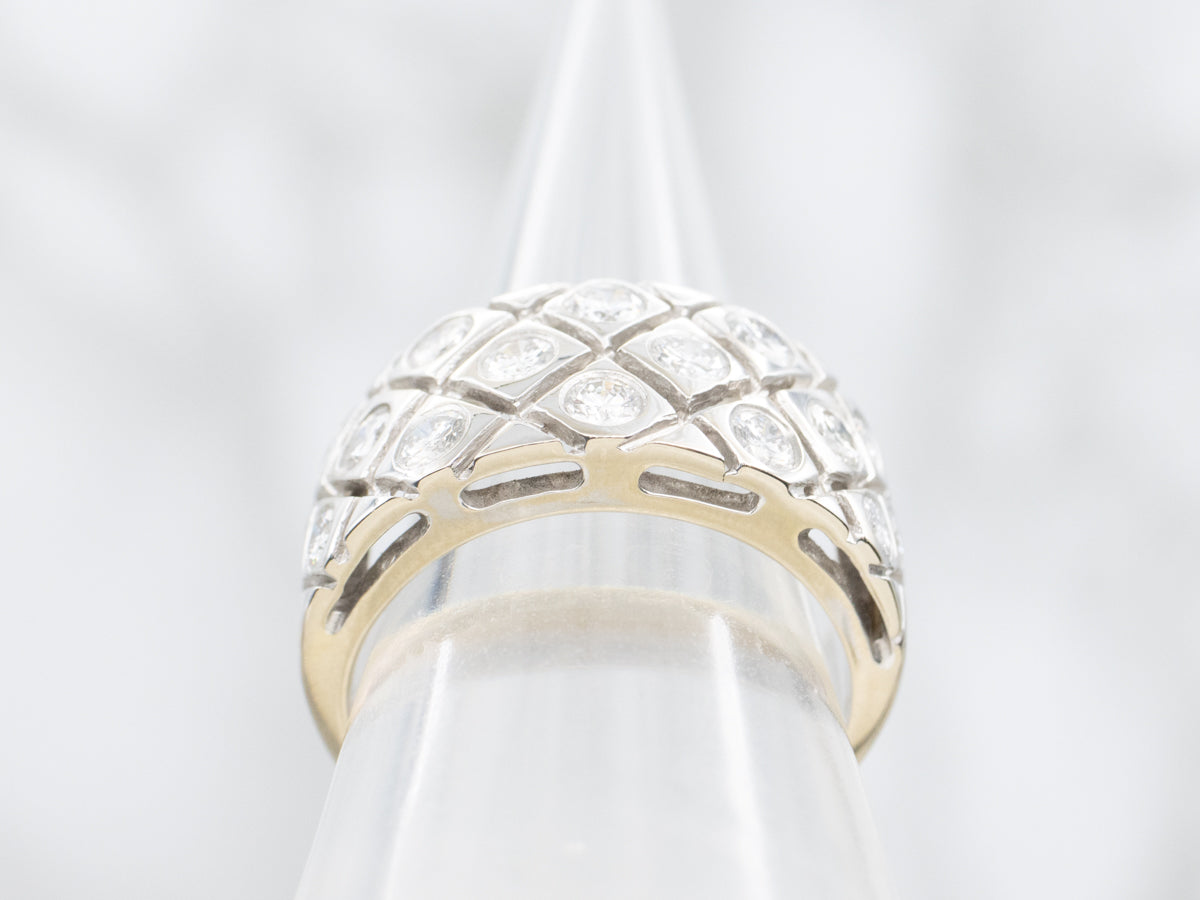 Cross-Hatched Diamond Statement Band