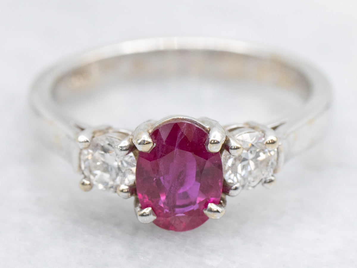 Modern Ruby and Diamond Engagement Ring