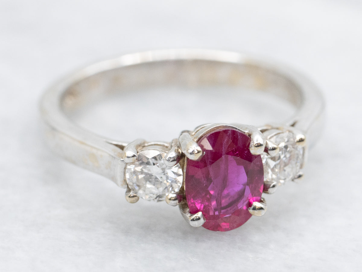 Modern Ruby and Diamond Engagement Ring