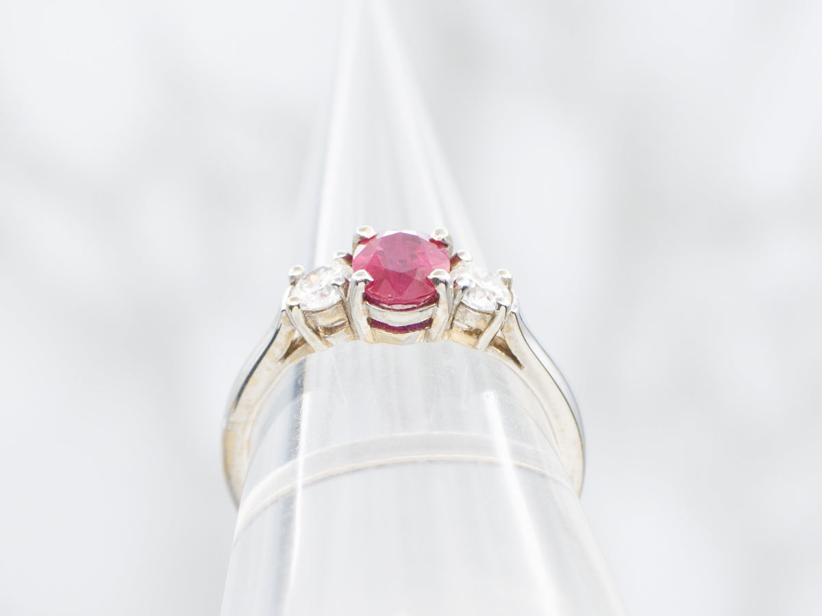 Modern Ruby and Diamond Engagement Ring