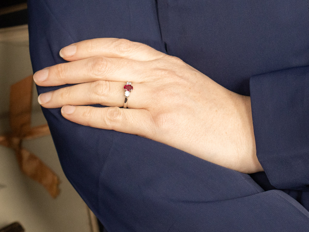 Modern Ruby and Diamond Engagement Ring