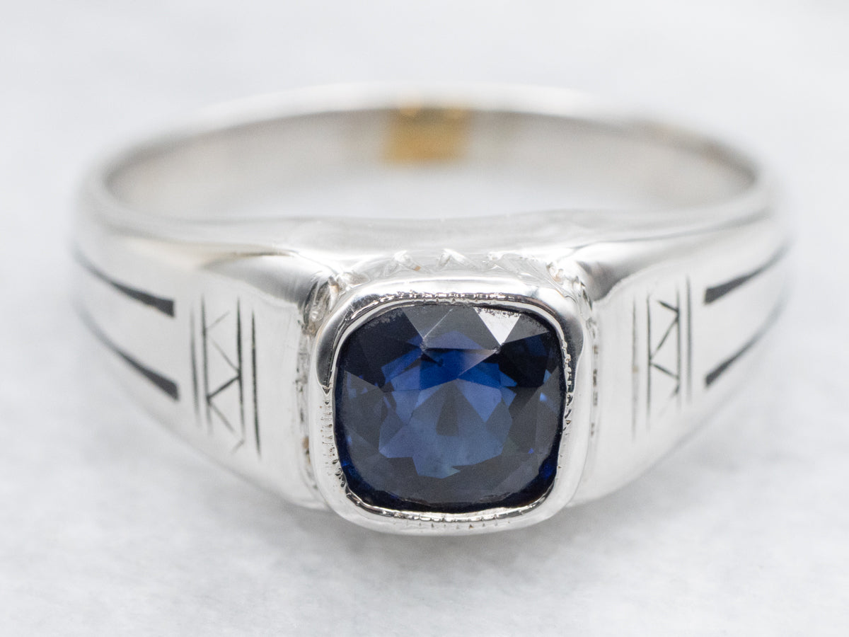 Men's Bezel Set Sapphire Statement Ring