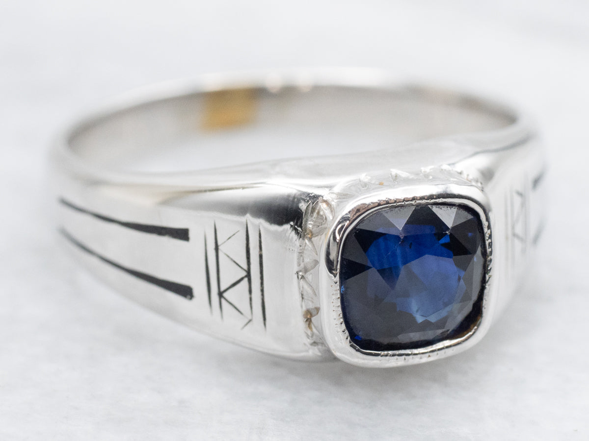 Men's Bezel Set Sapphire Statement Ring
