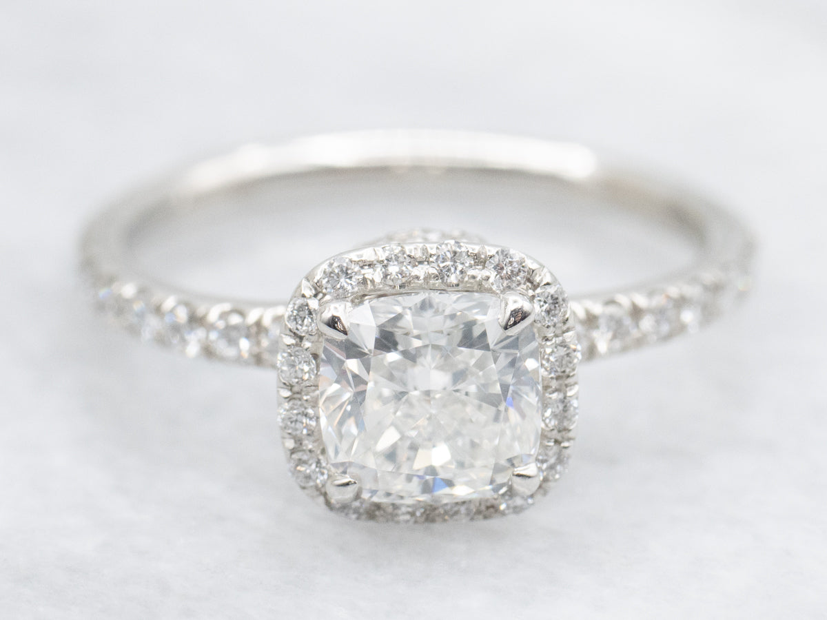 Modern GIA Certified Cushion Cut Diamond Engagement Ring