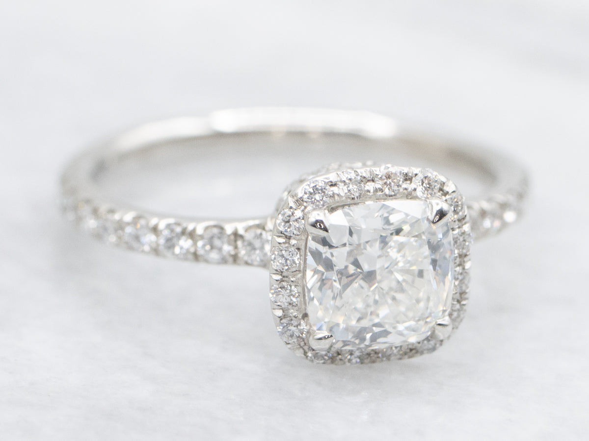 Modern GIA Certified Cushion Cut Diamond Engagement Ring