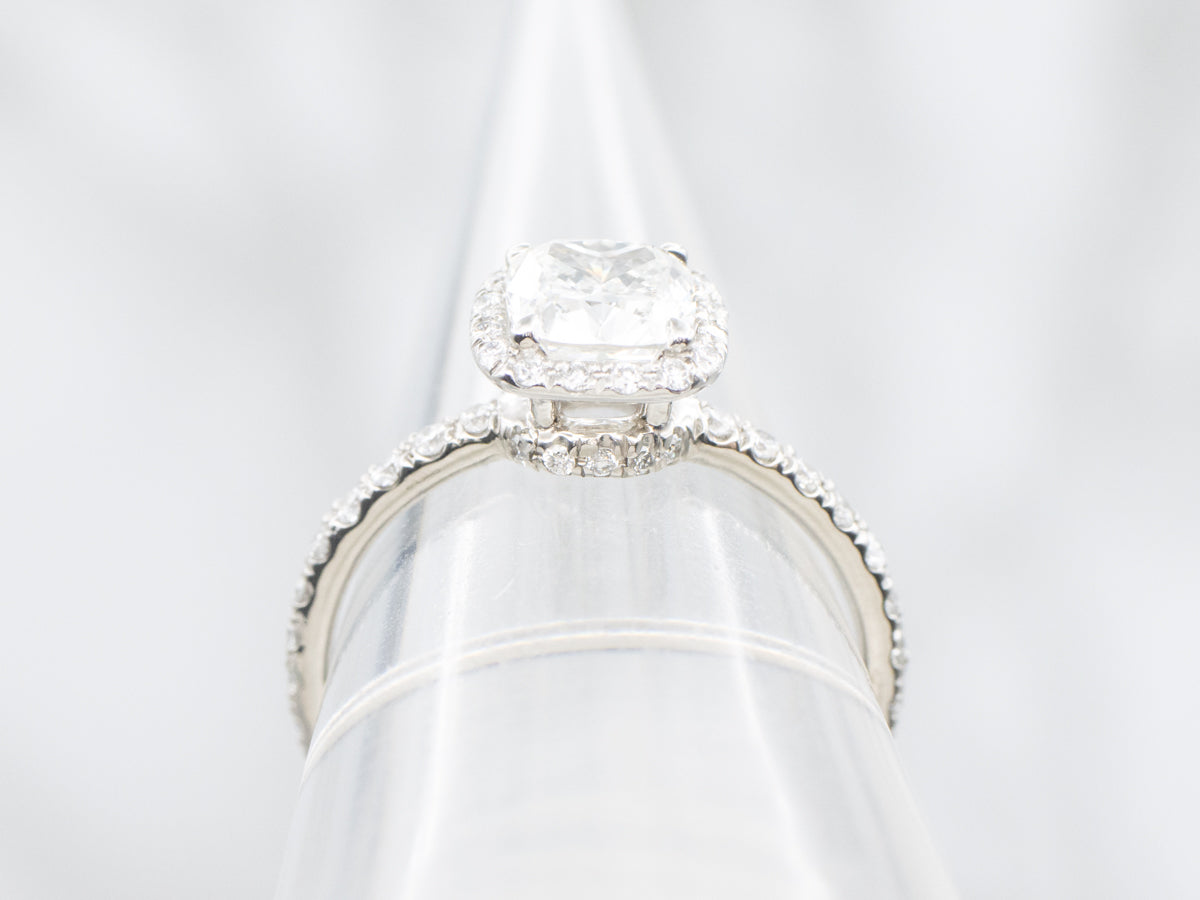 Modern GIA Certified Cushion Cut Diamond Engagement Ring