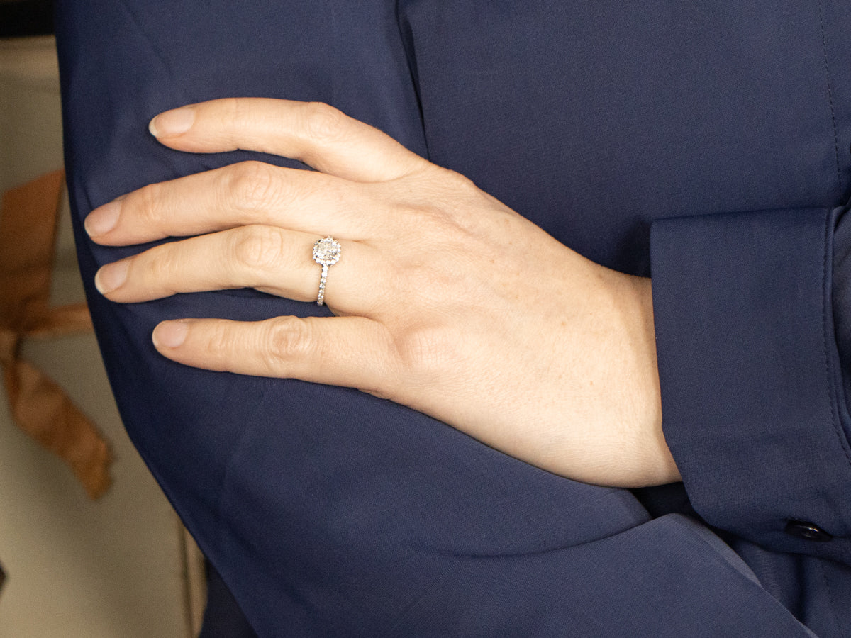 Modern GIA Certified Cushion Cut Diamond Engagement Ring