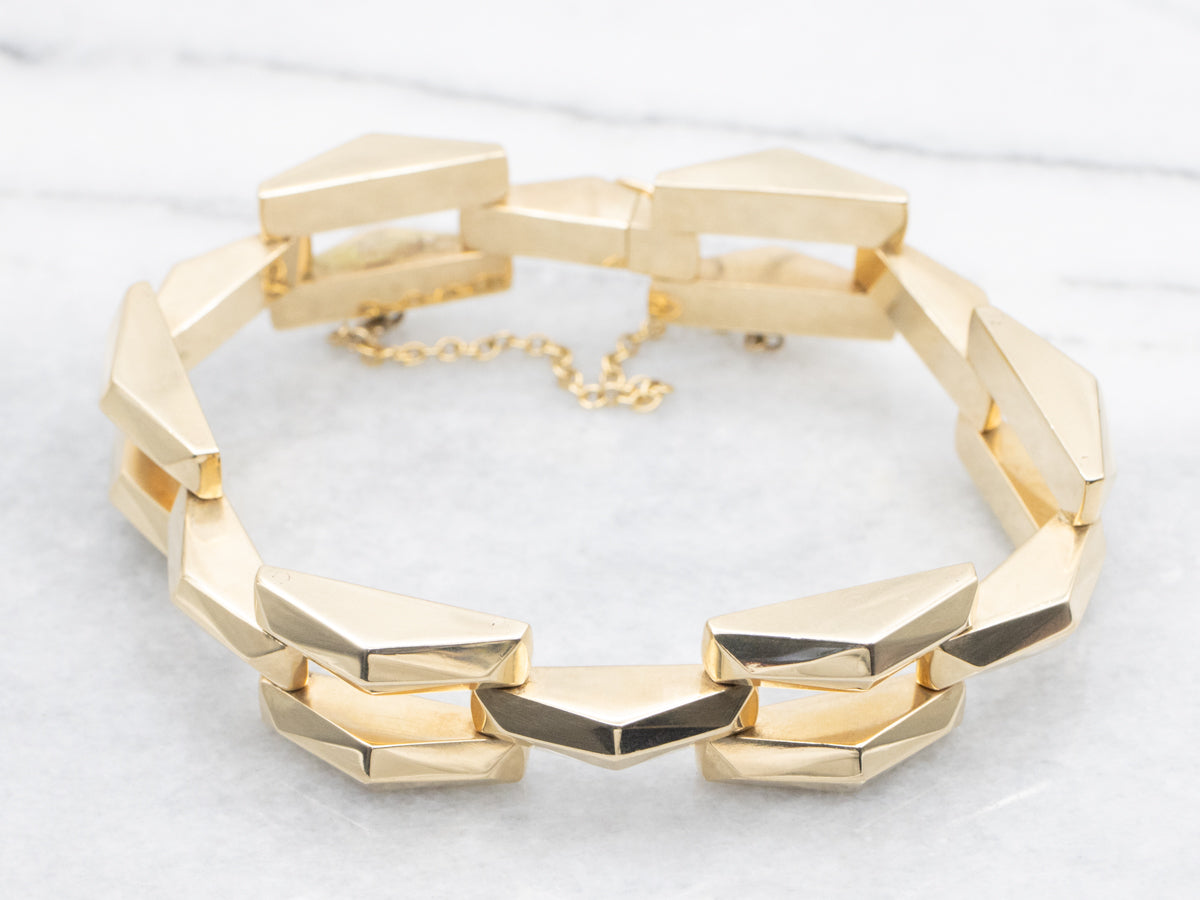 Vintage Gold Geometric Link Bracelet