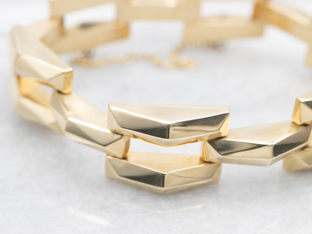 Vintage Gold Geometric Link Bracelet
