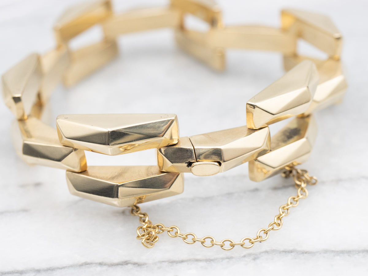 Vintage Gold Geometric Link Bracelet