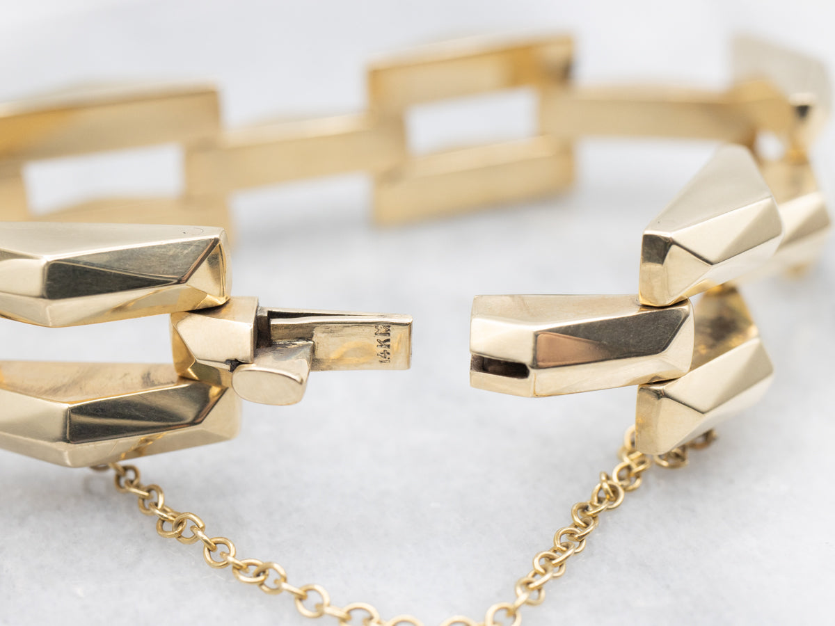 Vintage Gold Geometric Link Bracelet