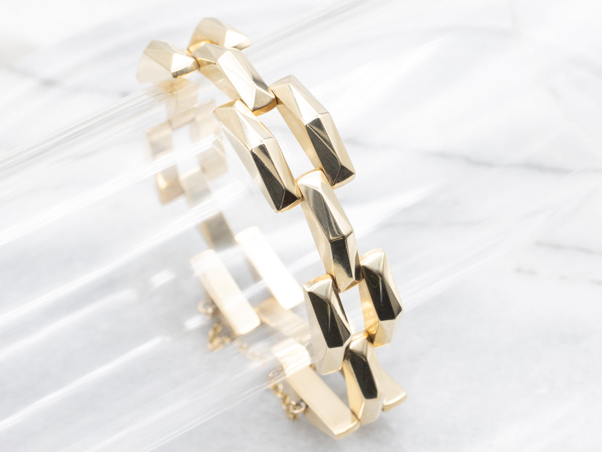 Vintage Gold Geometric Link Bracelet