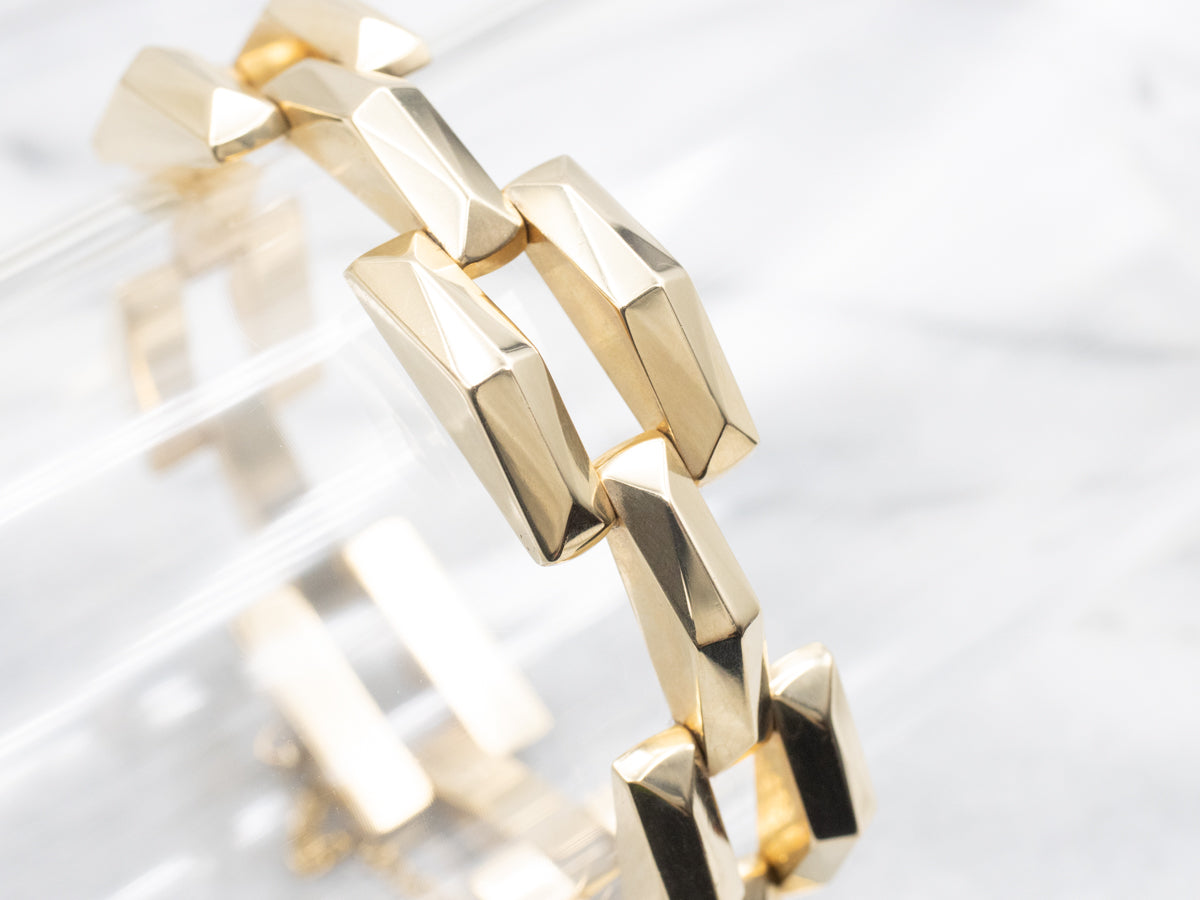 Vintage Gold Geometric Link Bracelet