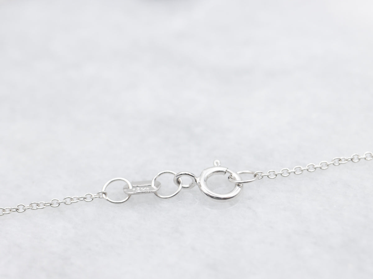 Modern Sapphire and Diamond Scalloped Halo Pendant Necklace