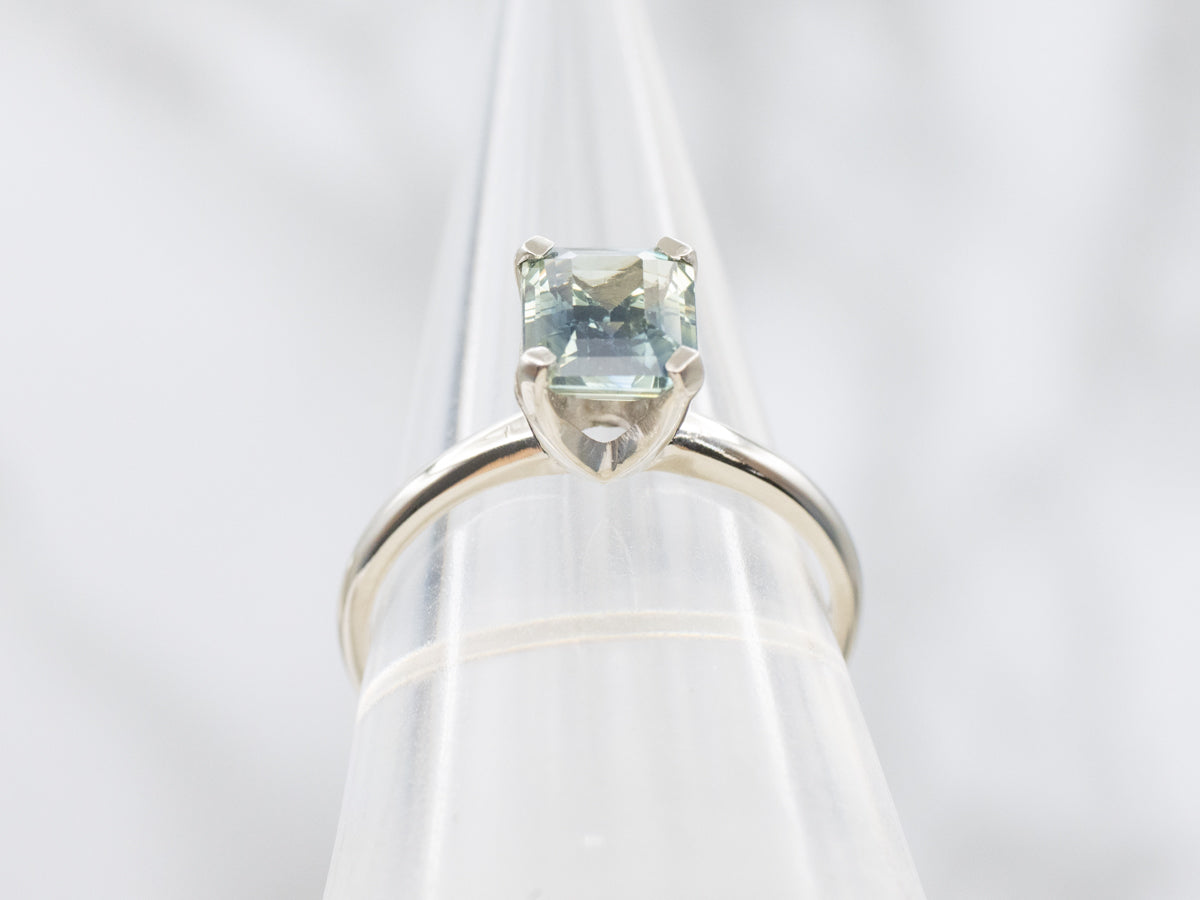 Incredible Blue-Green Sapphire Solitaire Ring