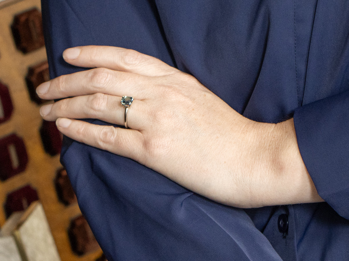 Incredible Blue-Green Sapphire Solitaire Ring