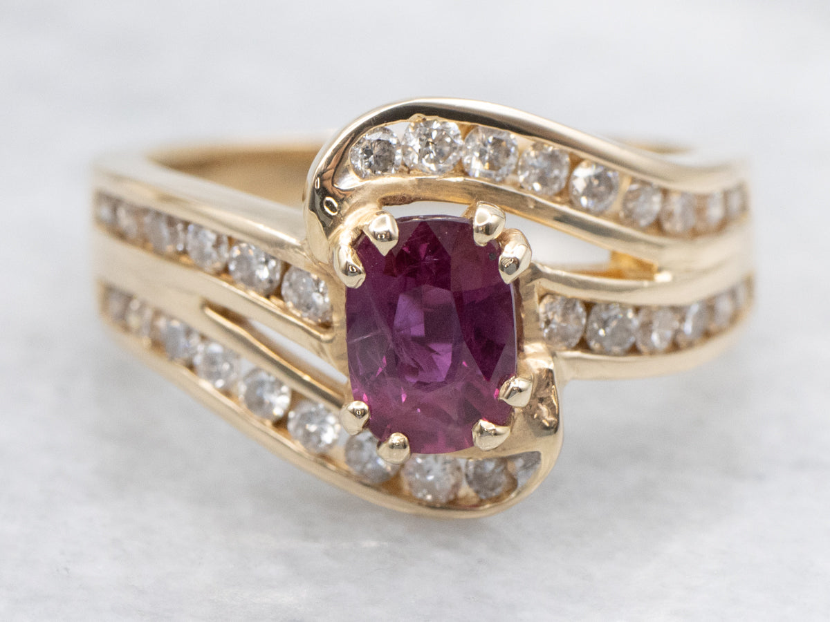 Ruby and Diamond Encrusted Bypass Ring