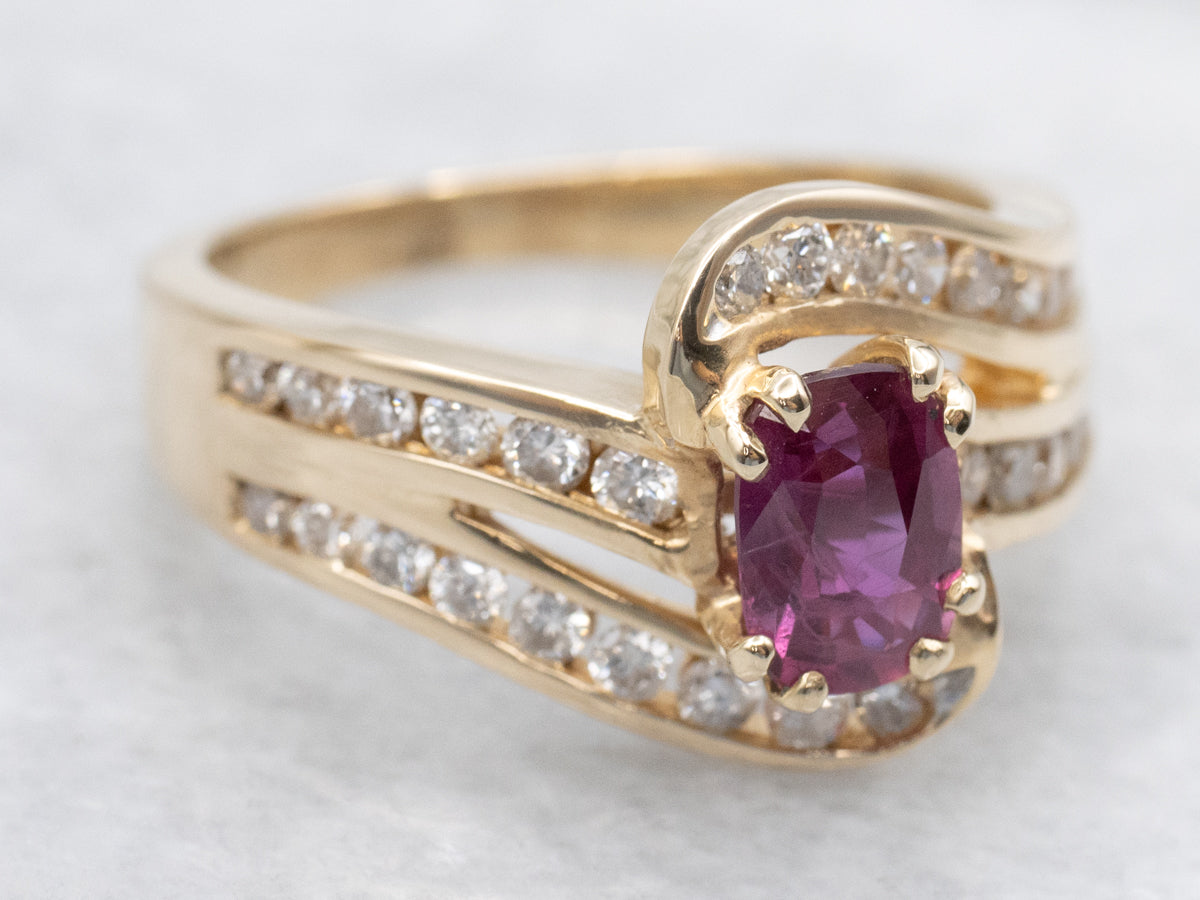 Ruby and Diamond Encrusted Bypass Ring