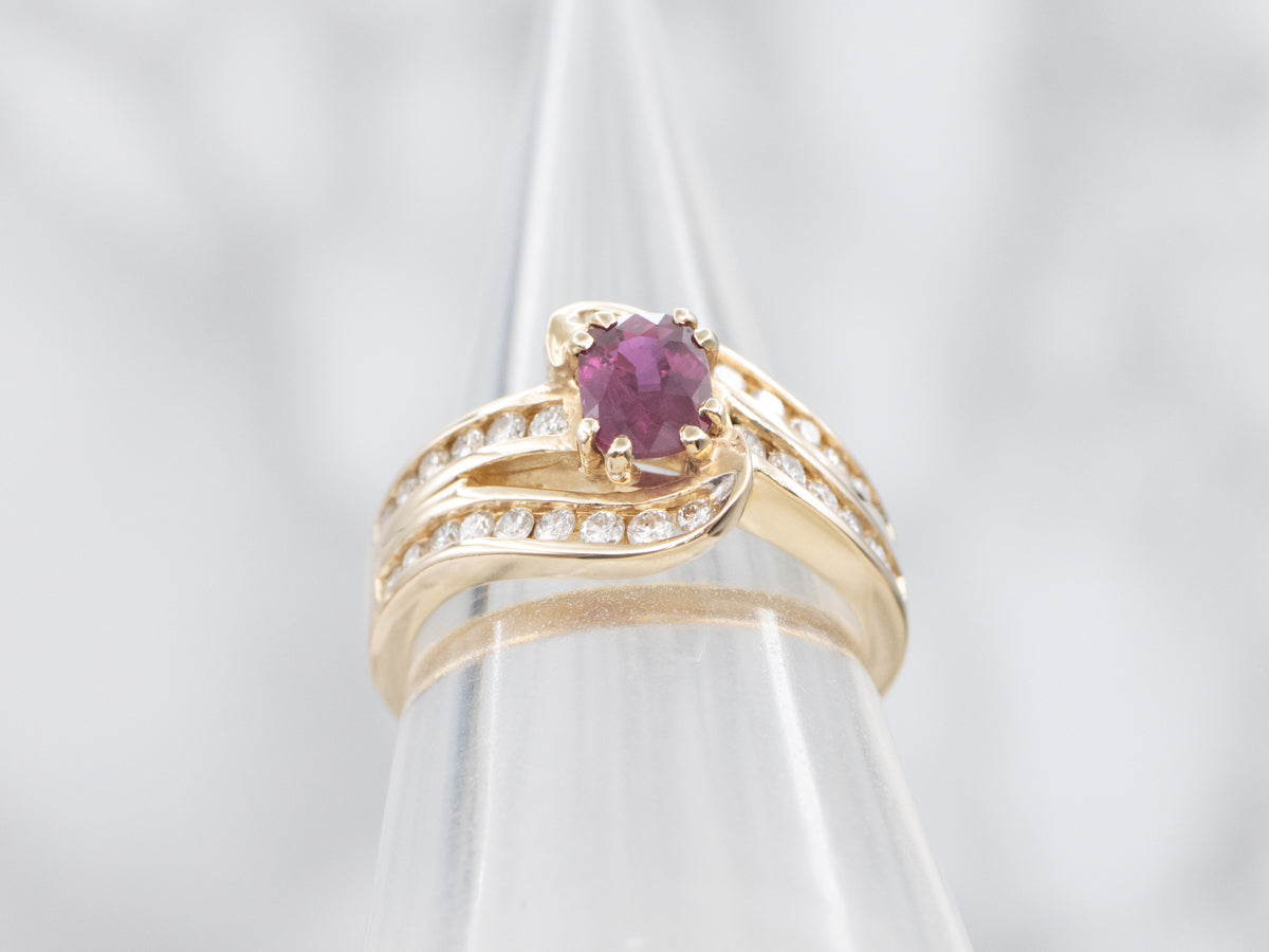 Ruby and Diamond Encrusted Bypass Ring