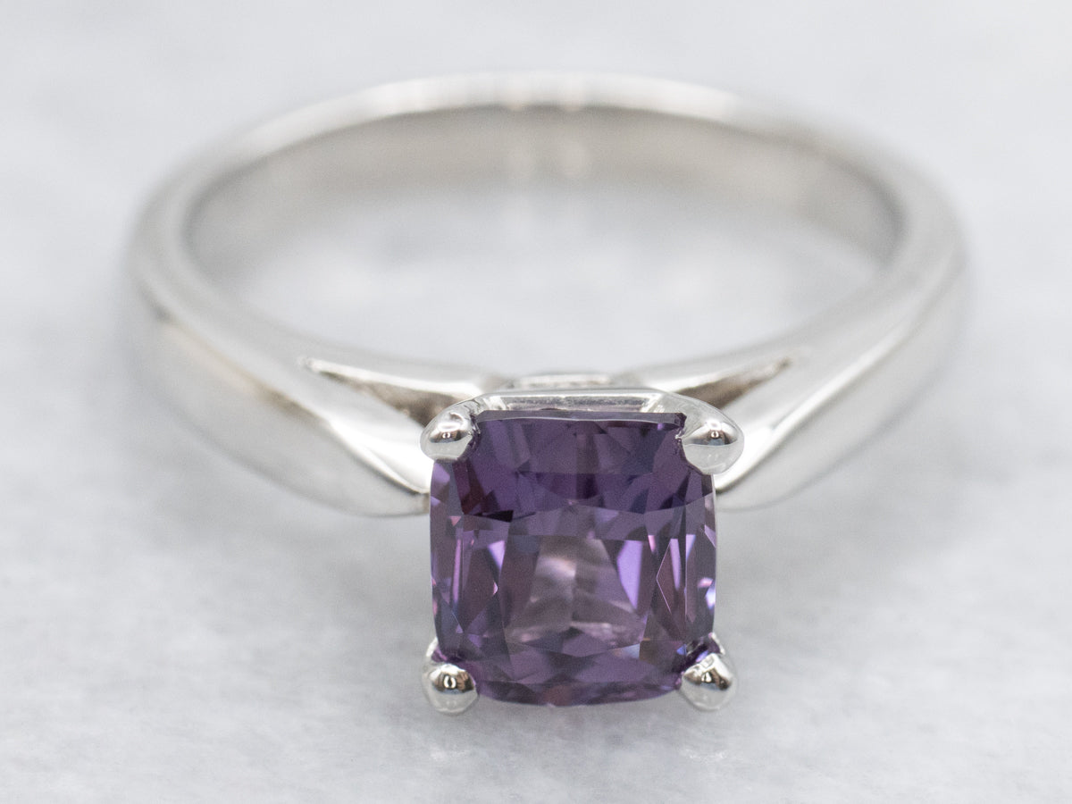 Platinum Pink-Purple Sapphire Solitaire Ring