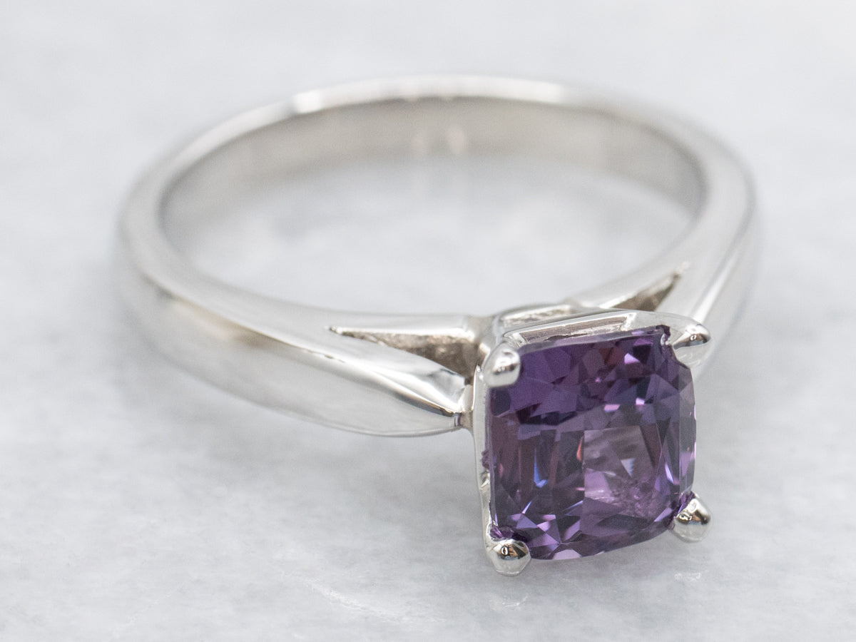 Platinum Pink-Purple Sapphire Solitaire Ring
