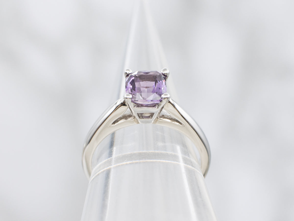 Platinum Pink-Purple Sapphire Solitaire Ring