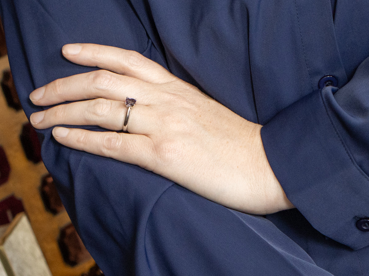 Platinum Pink-Purple Sapphire Solitaire Ring