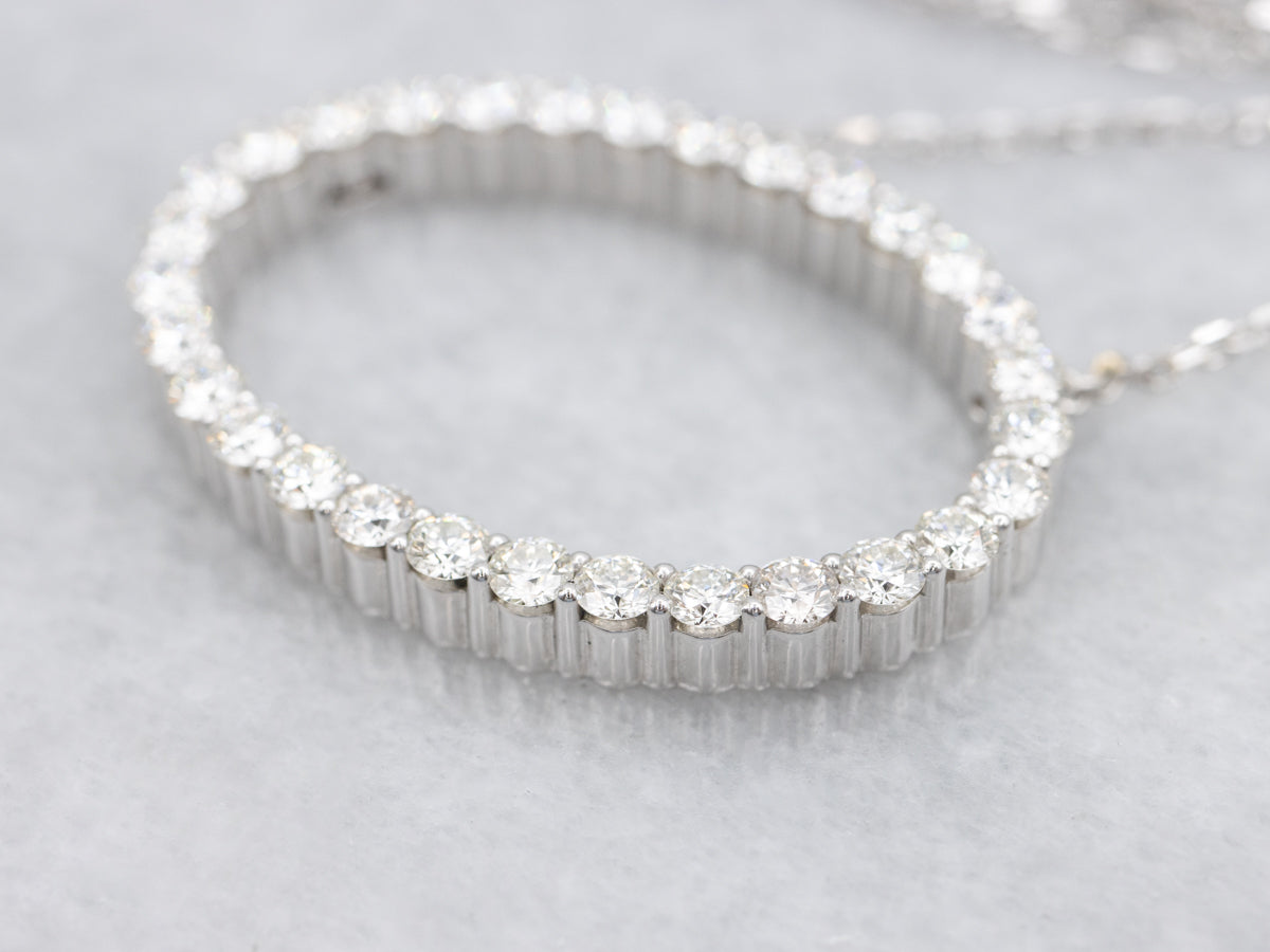 White Gold Sparkling Diamond Halo Necklace
