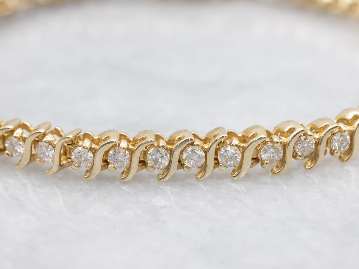 Diamond and Scrolling S-Link Tennis Bracelet