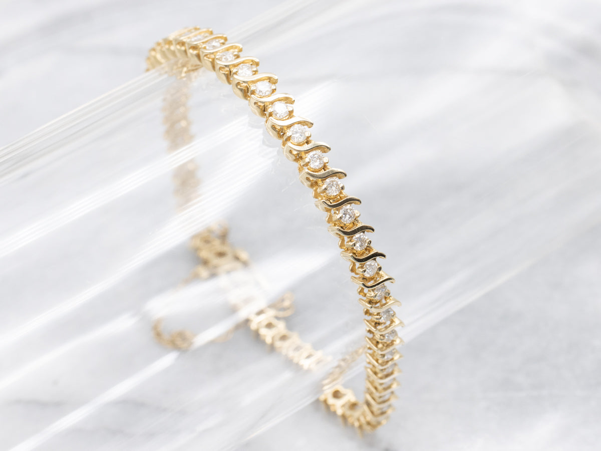Diamond and Scrolling S-Link Tennis Bracelet