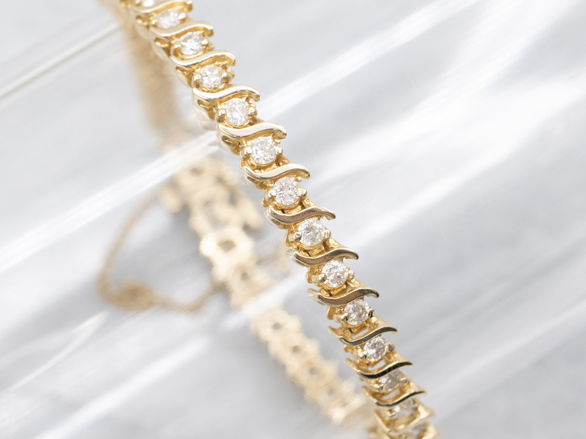 Diamond and Scrolling S-Link Tennis Bracelet
