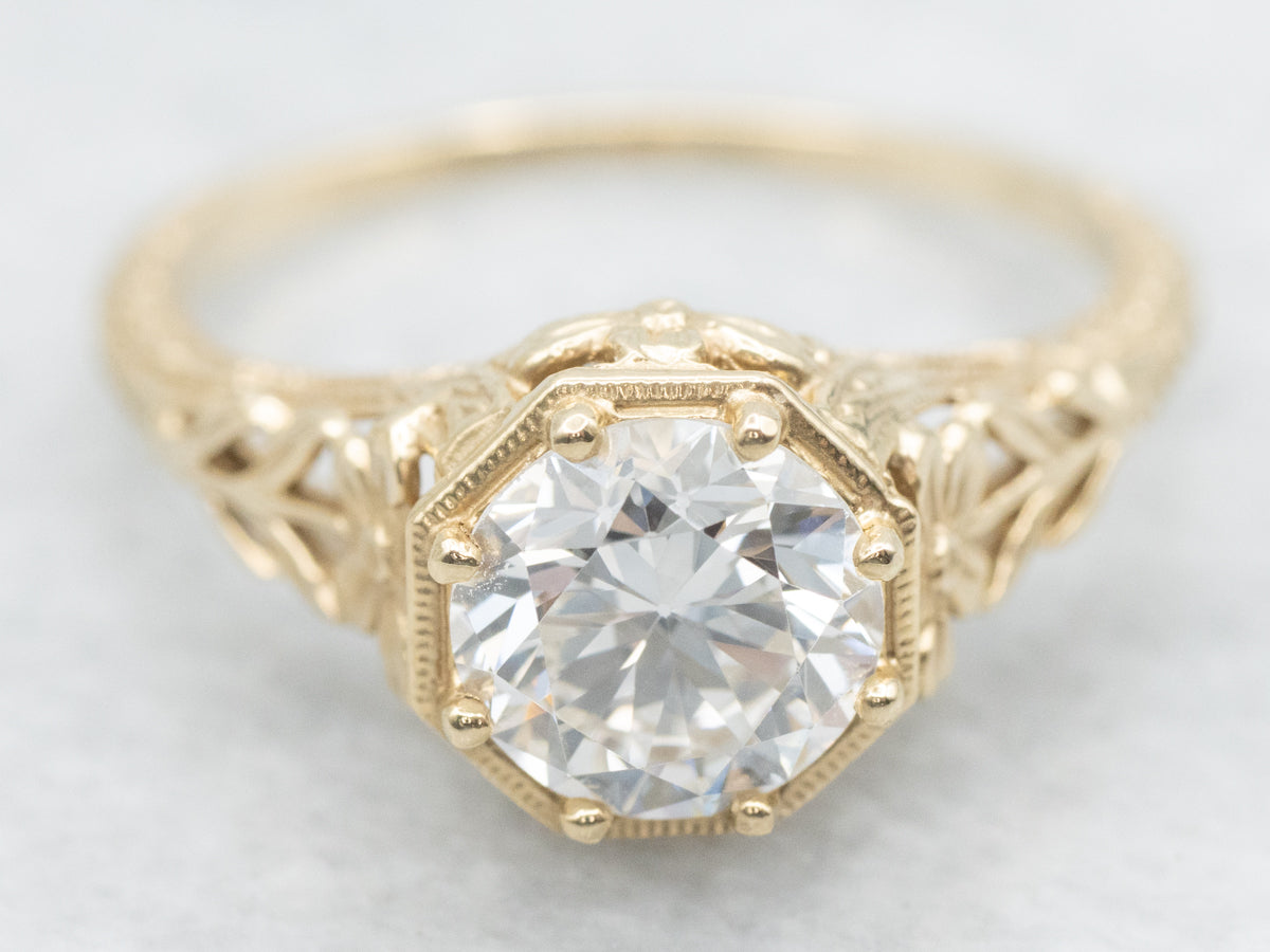 Old European Cut Diamond Greenleaf Engagement Ring by Elizabeth Henry