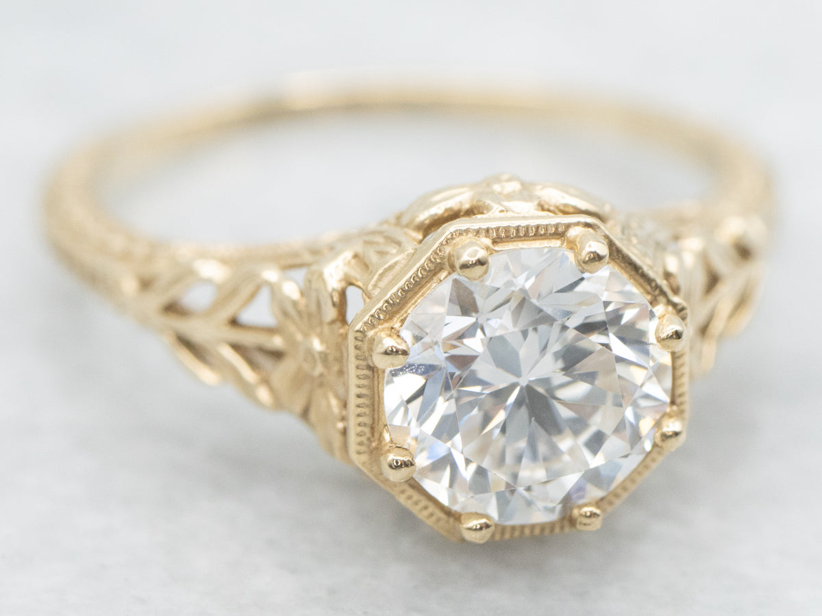 Old European Cut Diamond Greenleaf Engagement Ring by Elizabeth Henry