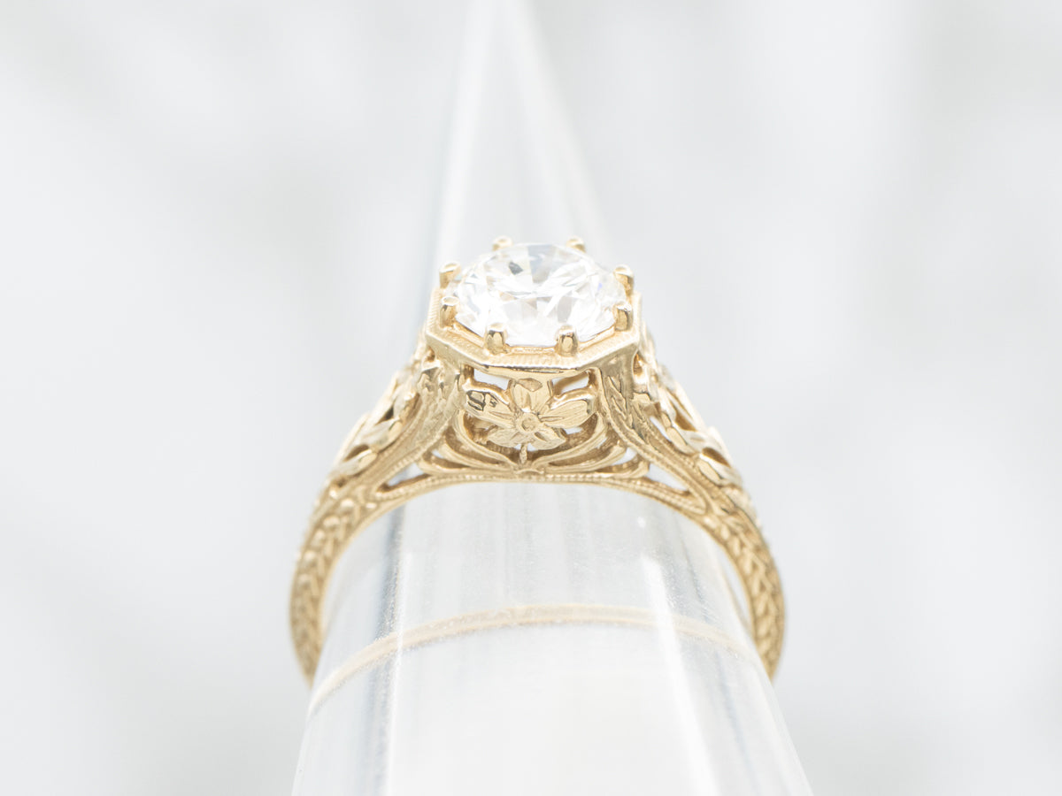 Old European Cut Diamond Greenleaf Engagement Ring by Elizabeth Henry