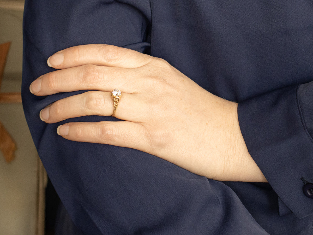 Old European Cut Diamond Greenleaf Engagement Ring by Elizabeth Henry