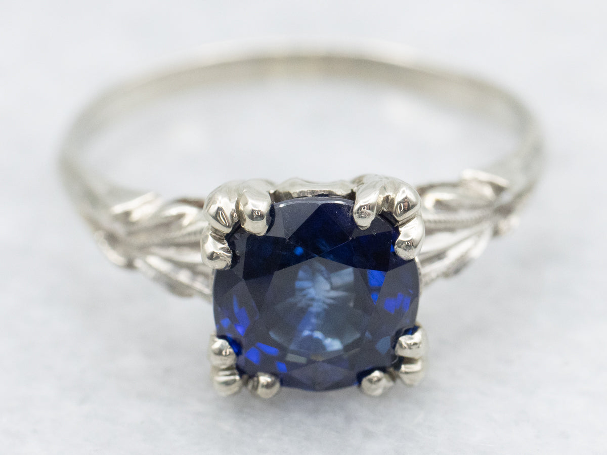 Retro Era Ceylon Sapphire Engagement Ring