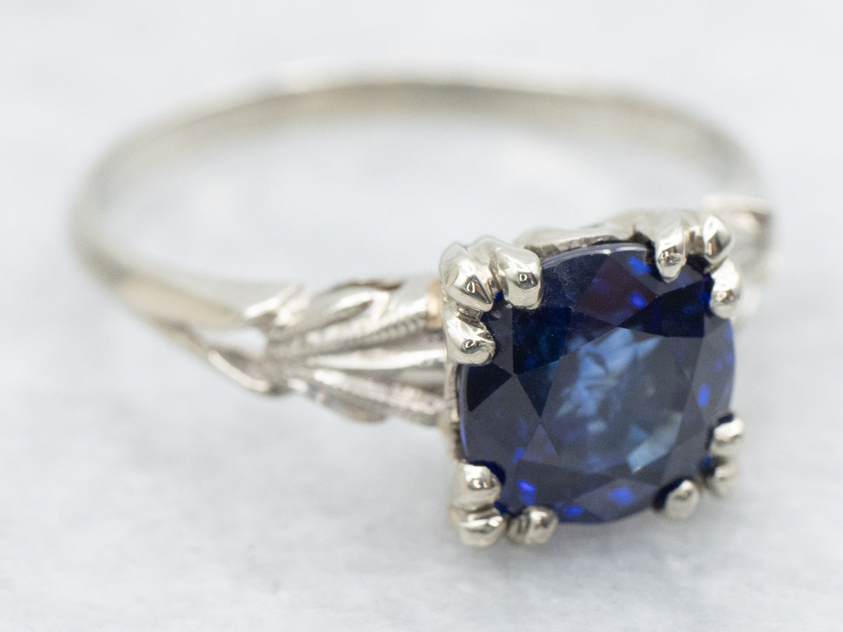 Retro Era Ceylon Sapphire Engagement Ring