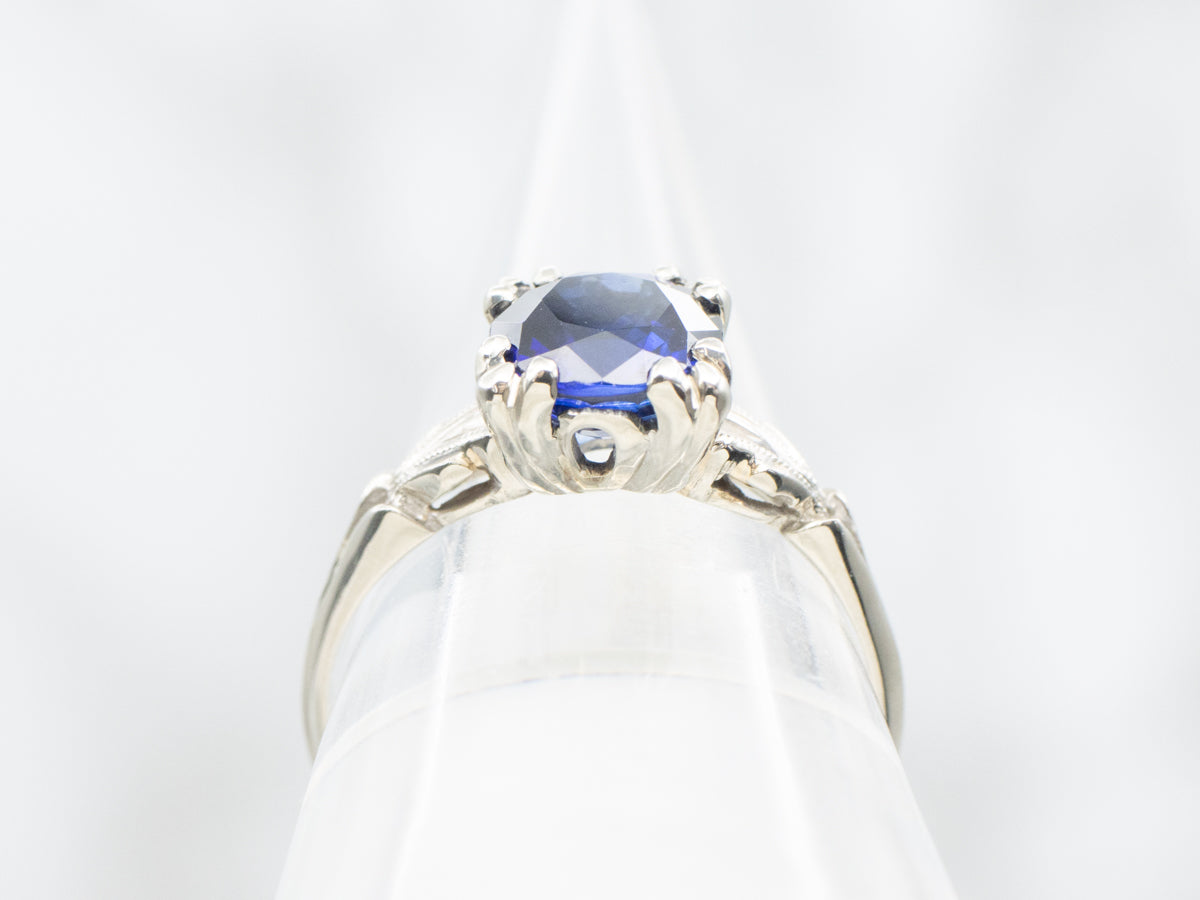 Retro Era Ceylon Sapphire Engagement Ring