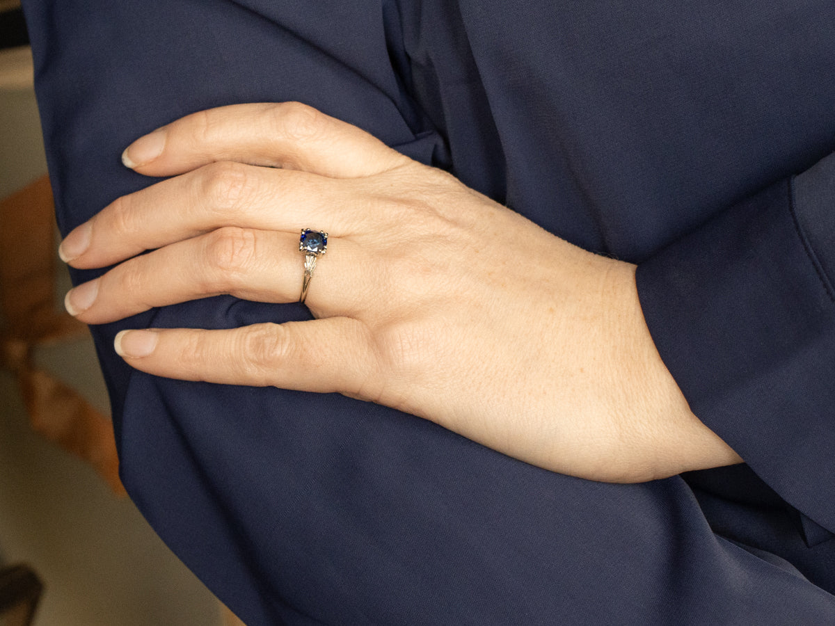 Retro Era Ceylon Sapphire Engagement Ring