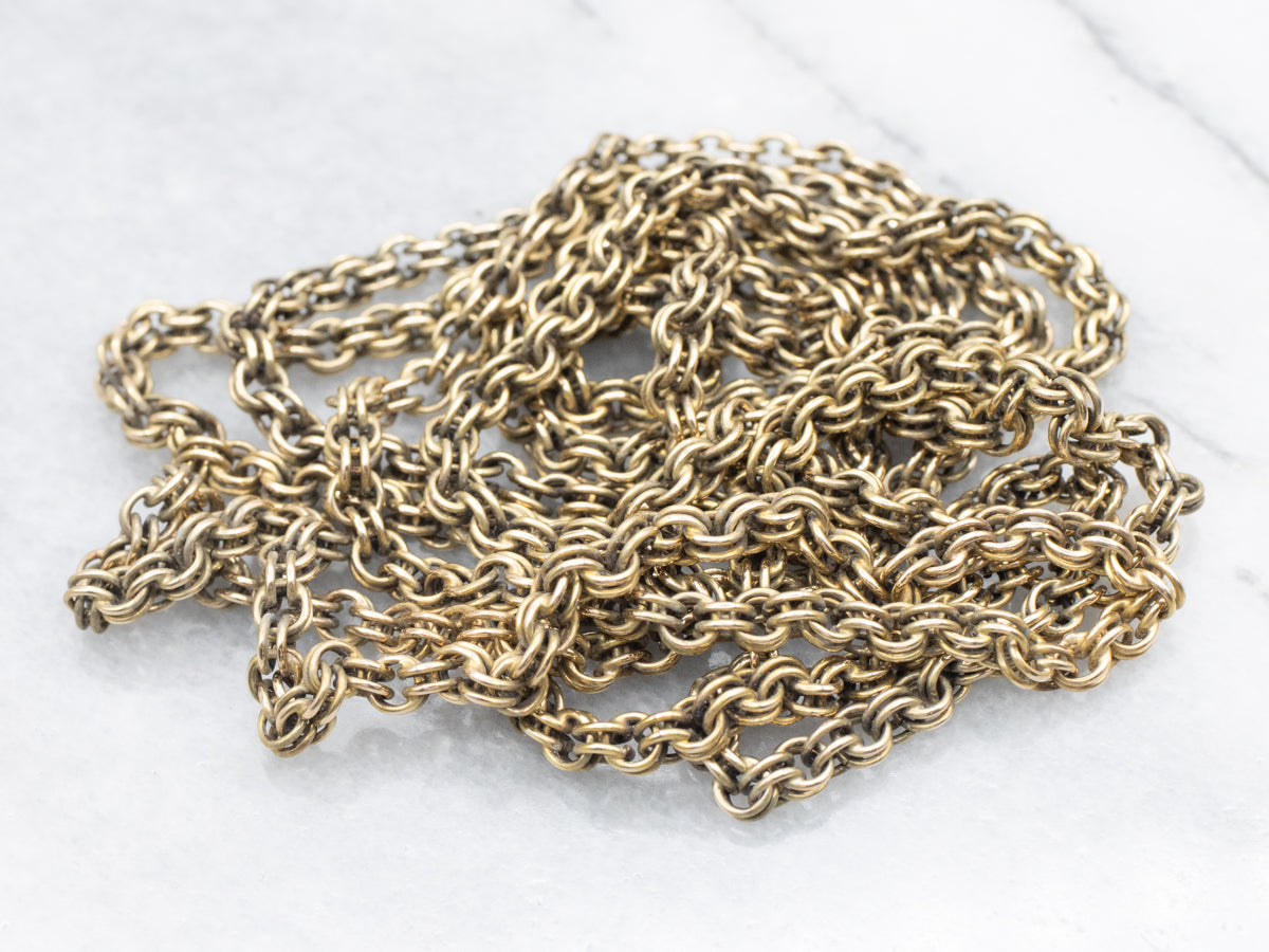 Antique Gold Continuous Double Link Cable Chain